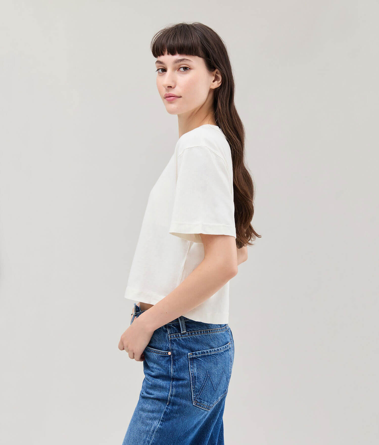 Womens Relaxed Crop Tee - Pigment Dye Jersey - Bone