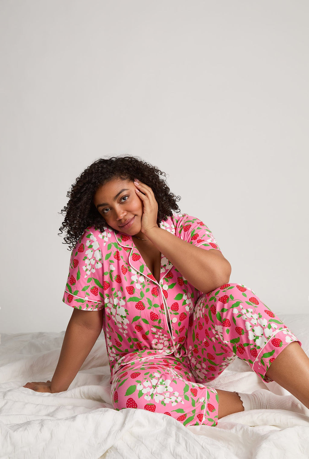 Spring Berry Short Sleeve Classic Stretch Jersey Cropped Pj Set