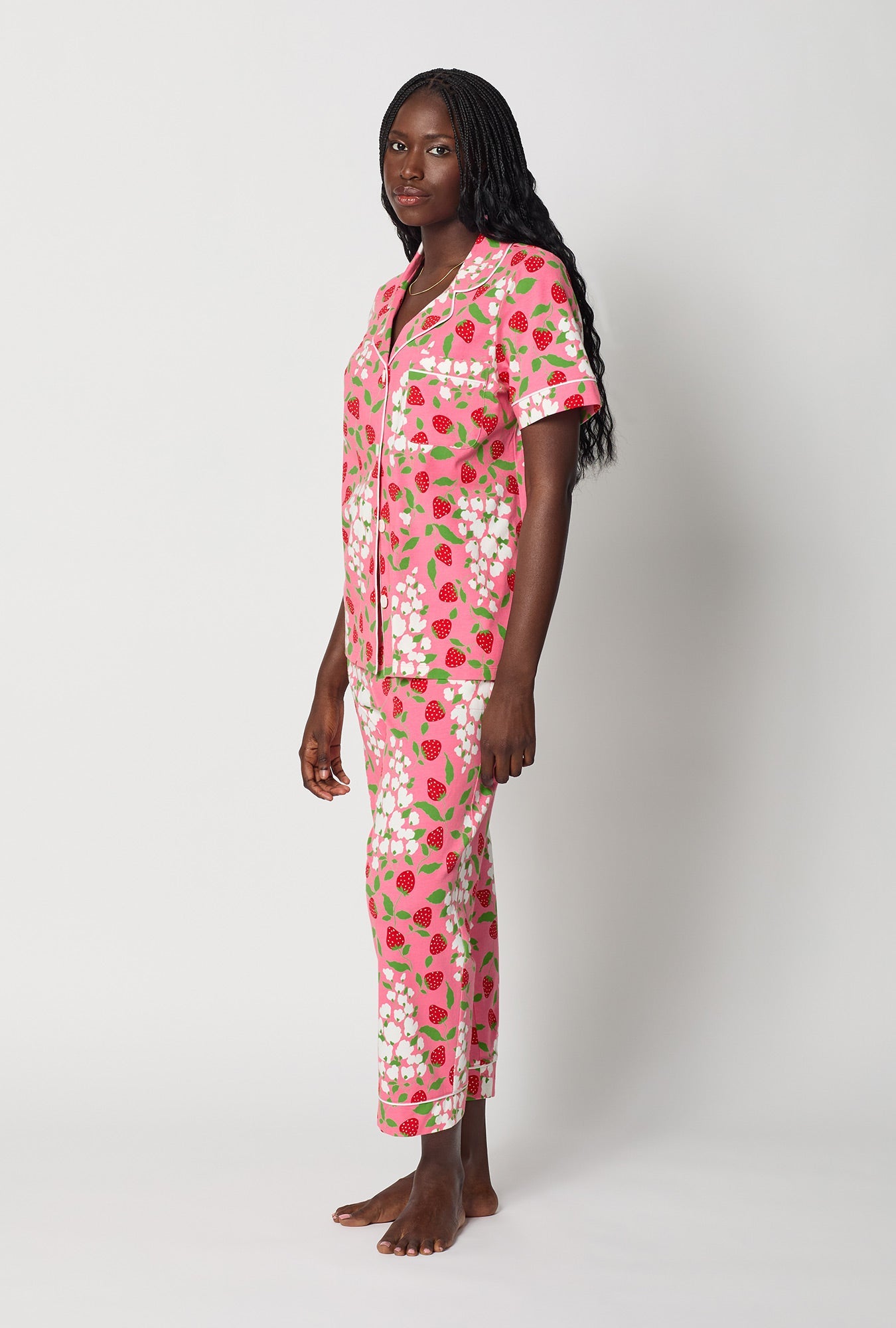 Spring Berry Short Sleeve Classic Stretch Jersey Cropped Pj Set