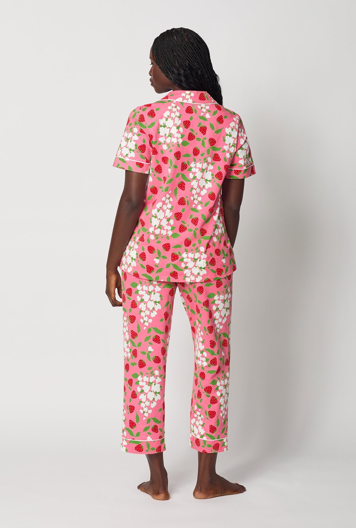 Spring Berry Short Sleeve Classic Stretch Jersey Cropped Pj Set