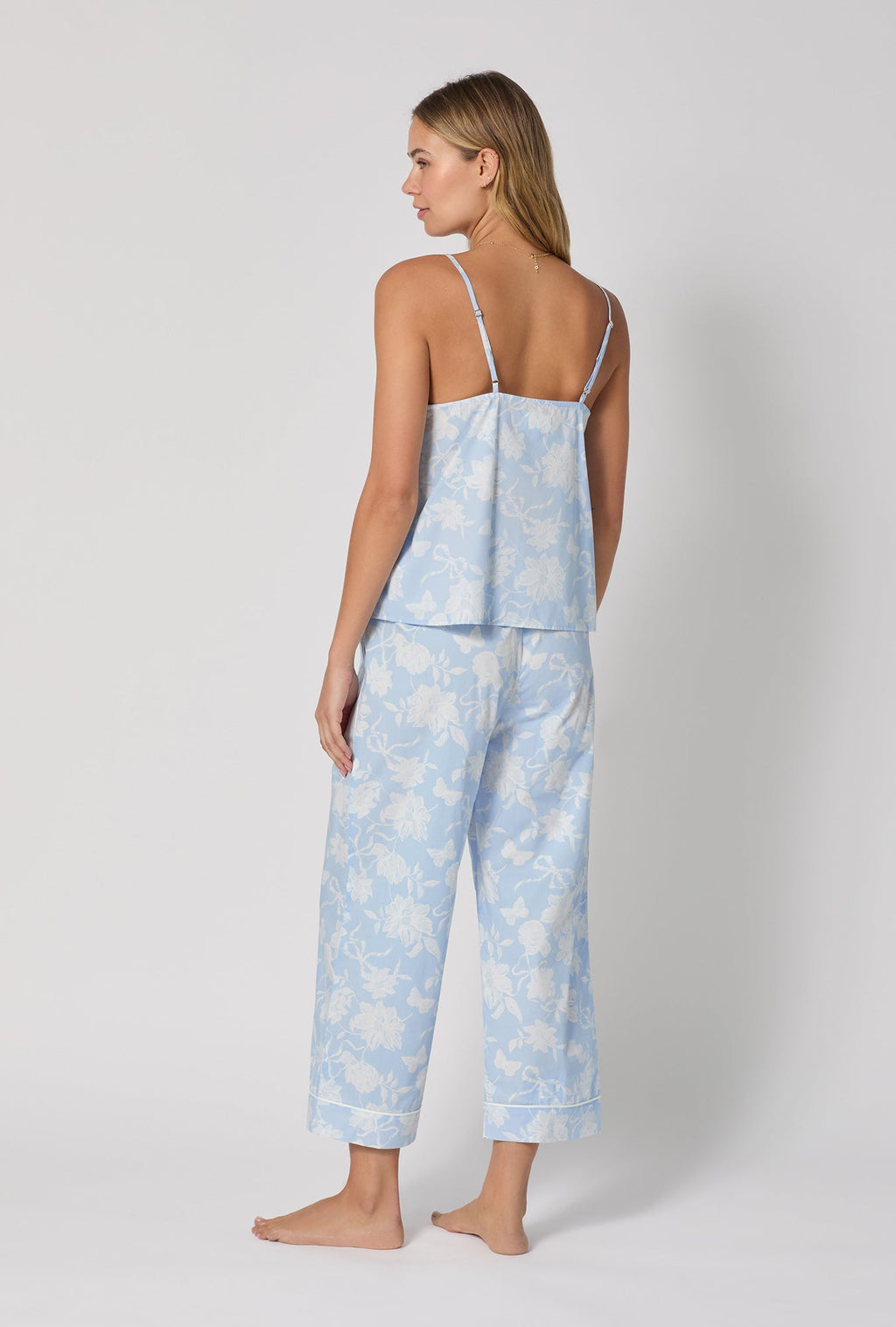 Blissful Bows Cami Woven Supersoft Cotton Poplin Cropped Pj Set