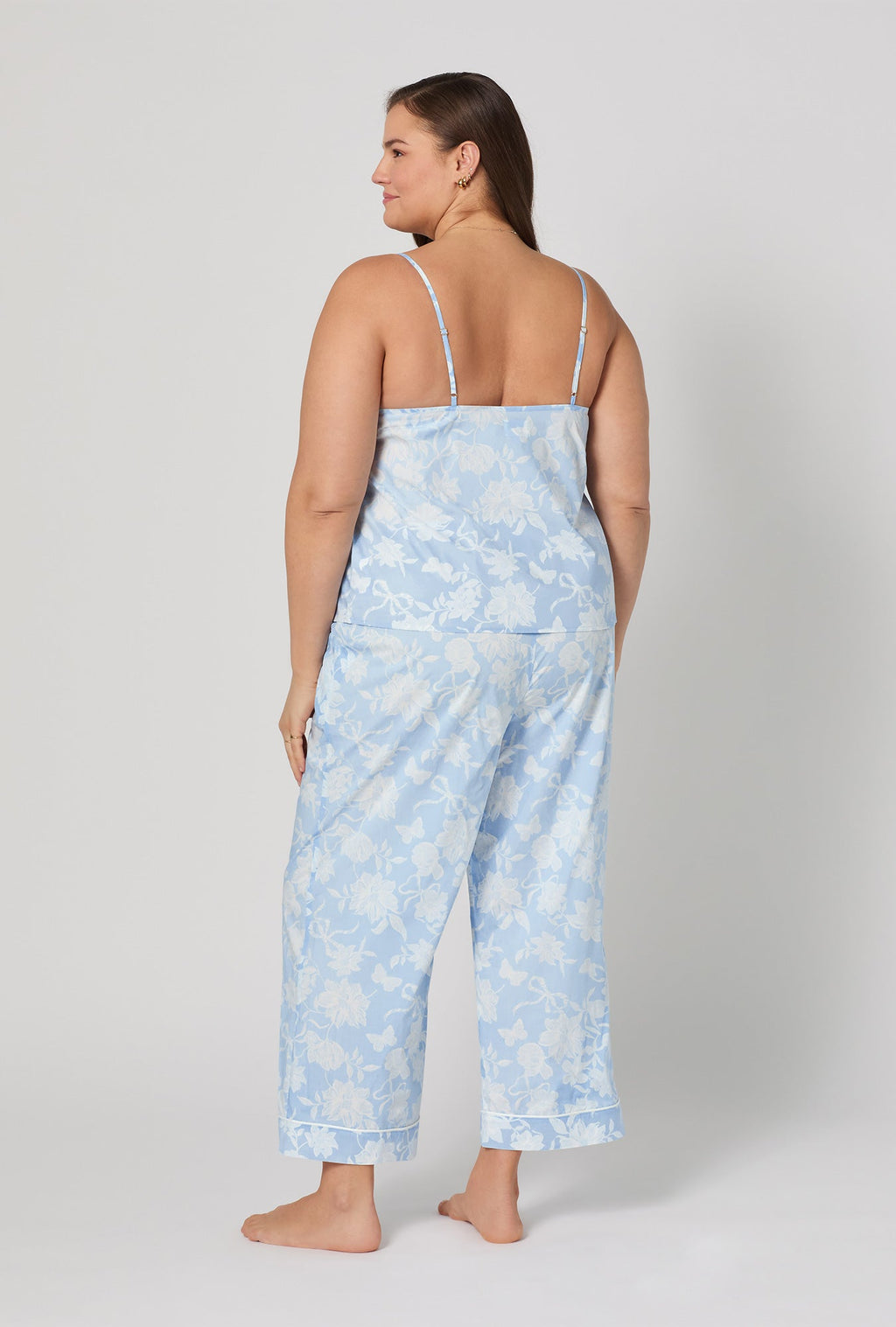 Blissful Bows Cami Woven Supersoft Cotton Poplin Cropped Pj Set