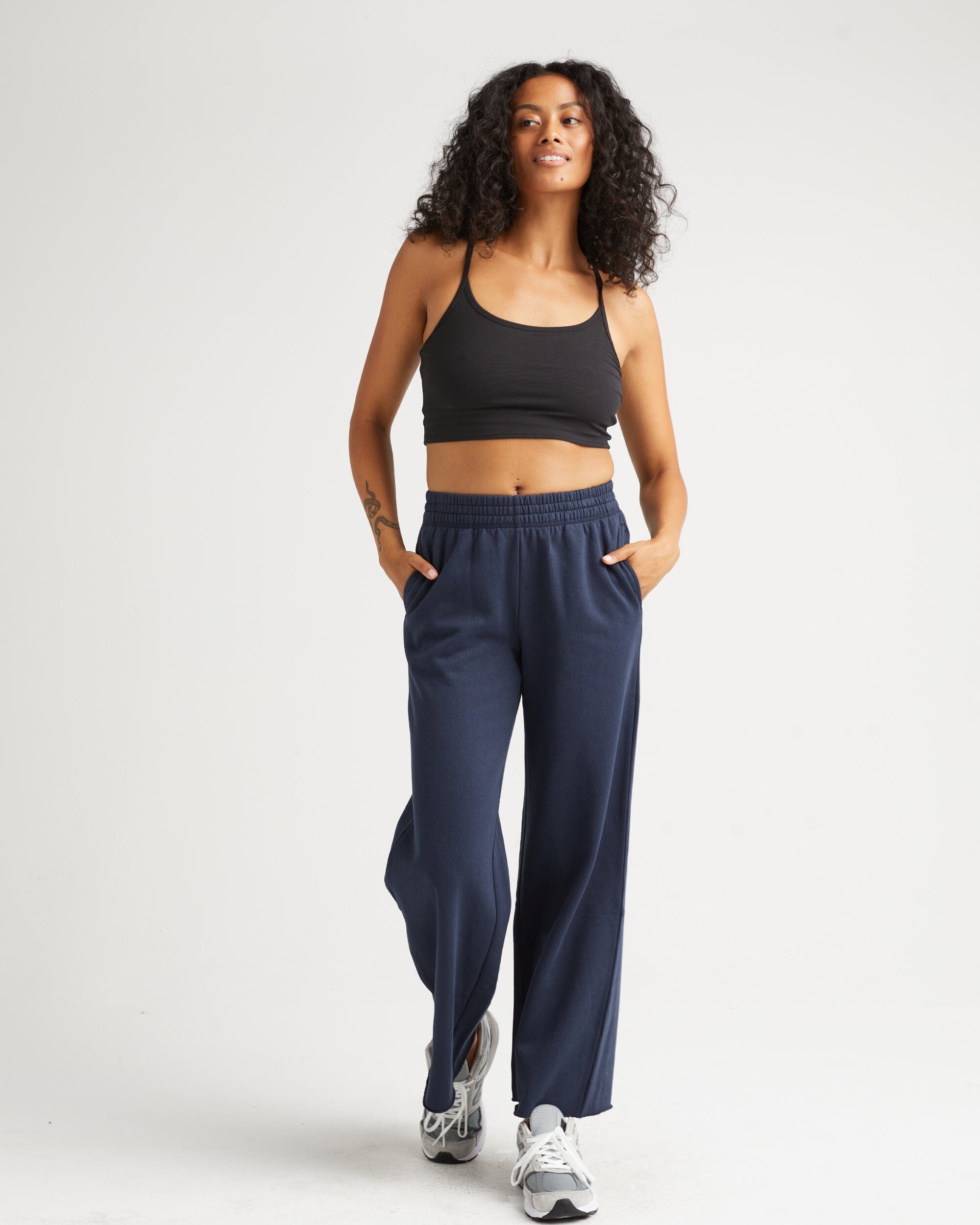 Womens Recycled Fleece Wide Leg Pant - Recycled Fleece - Blue Nights
