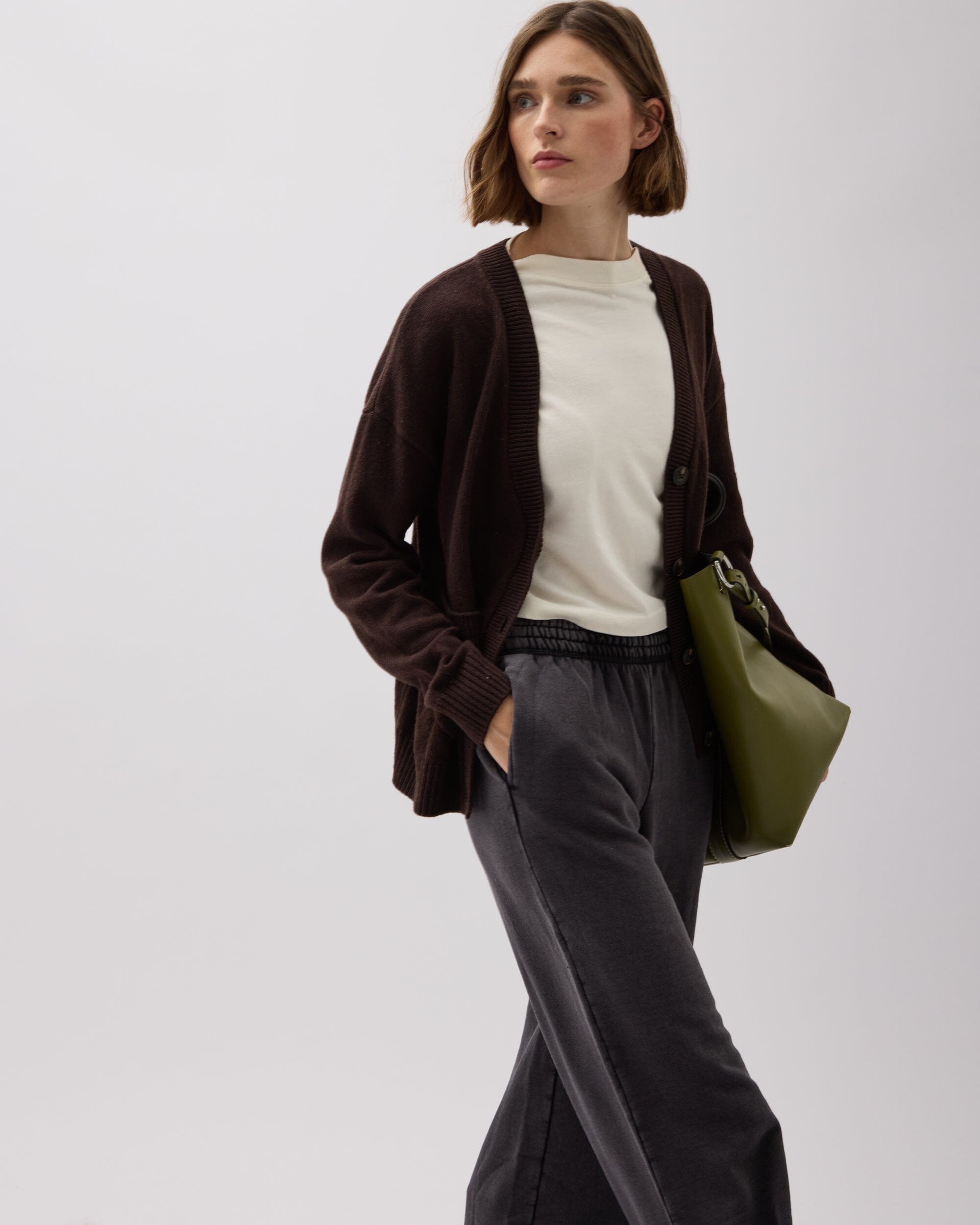 Womens Recycled Fleece Wide Leg Pant - Recycled Fleece - Mineral Black
