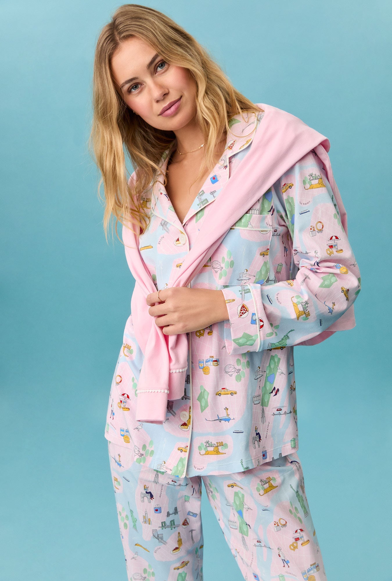 New York, New York Long Sleeve Classic Stretch Jersey Pj Set