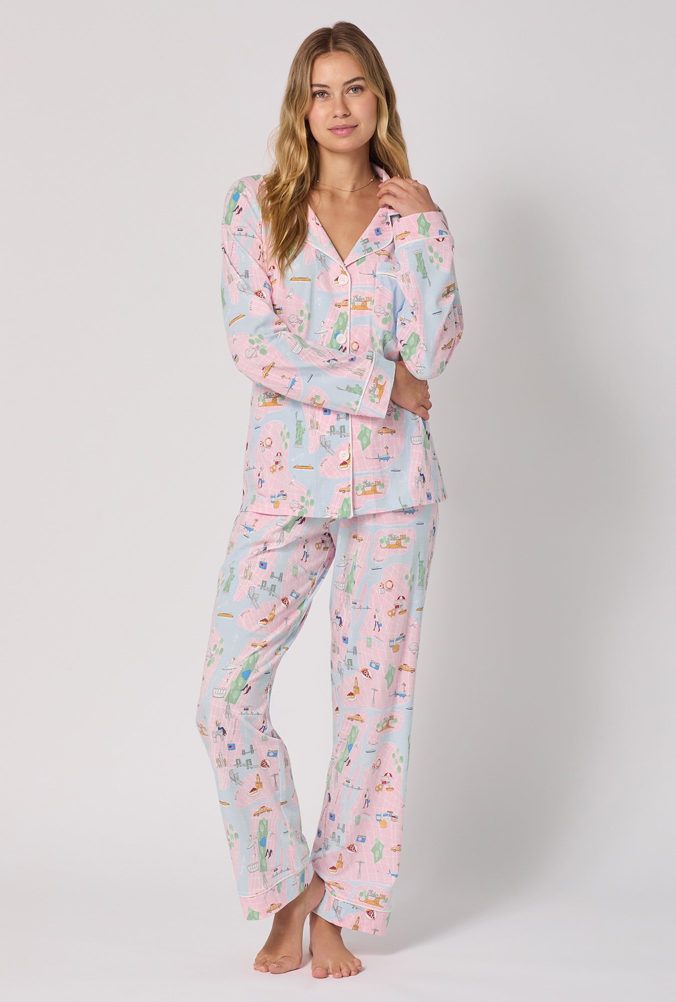 New York, New York Long Sleeve Classic Stretch Jersey Pj Set