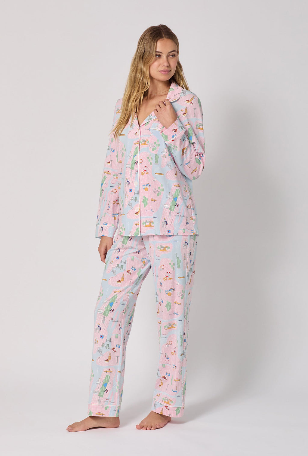New York, New York Long Sleeve Classic Stretch Jersey Pj Set
