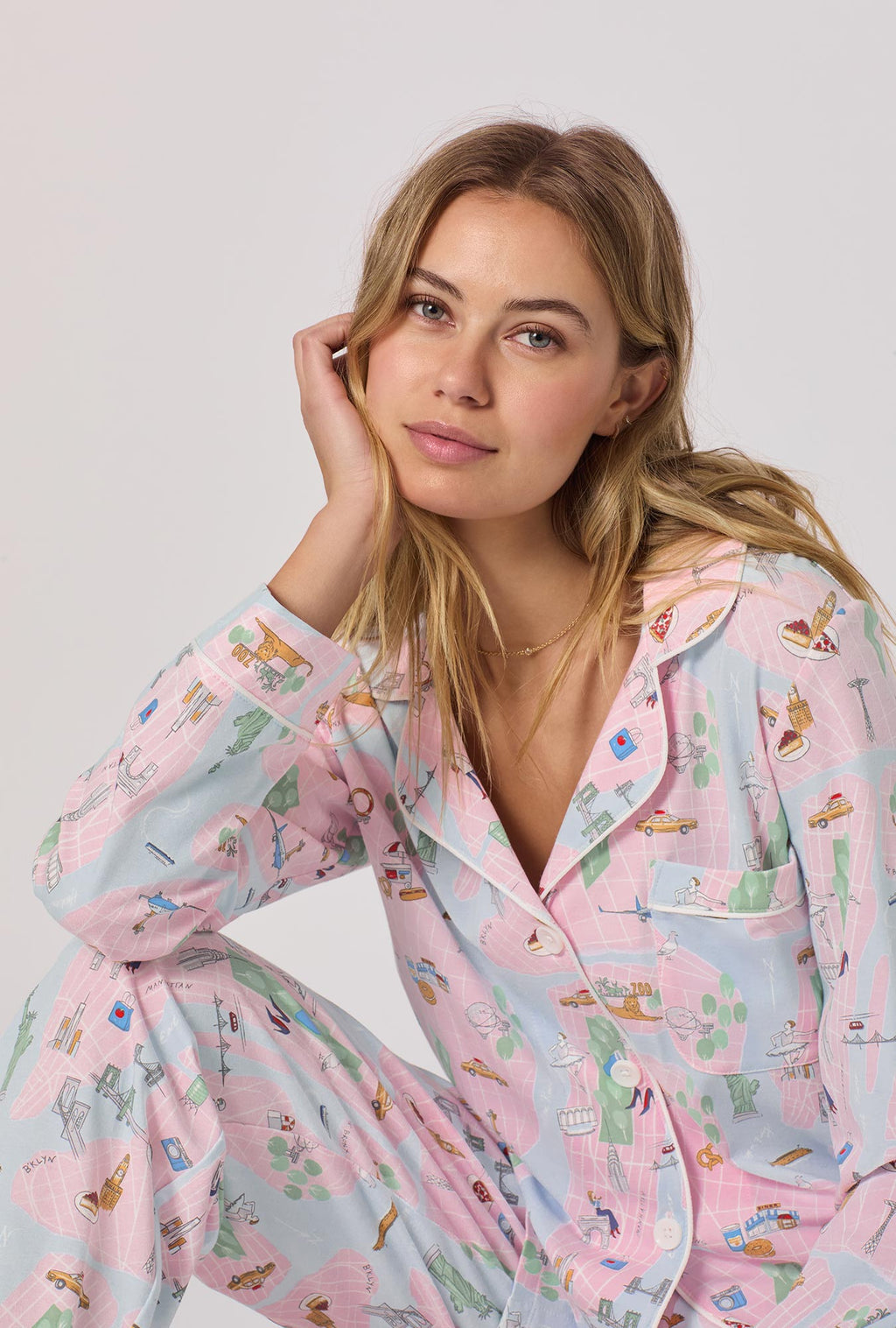 New York, New York Long Sleeve Classic Stretch Jersey Pj Set