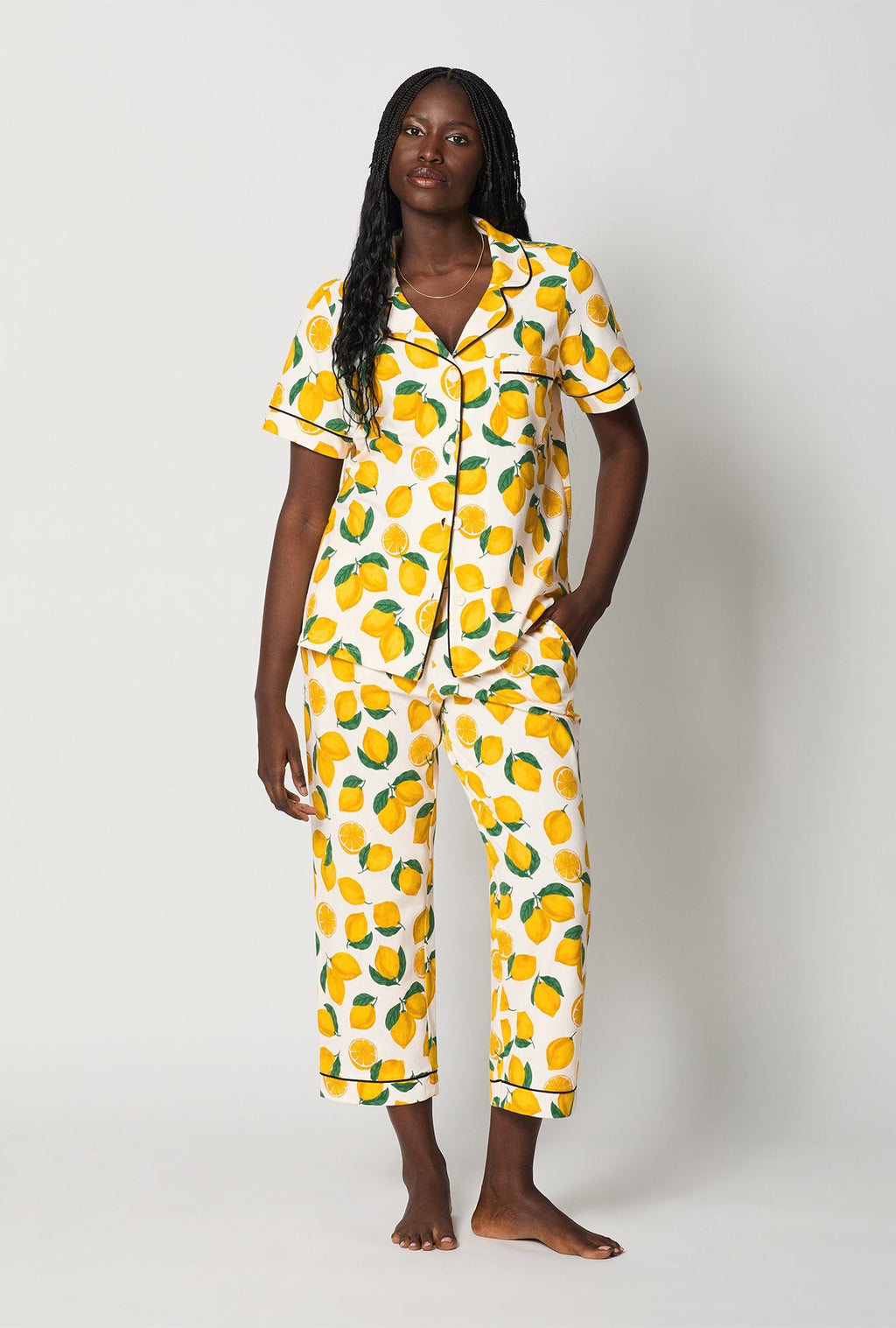 Main Squeeze Short Sleeve Classic Stretch Jersey Cropped PJ Set