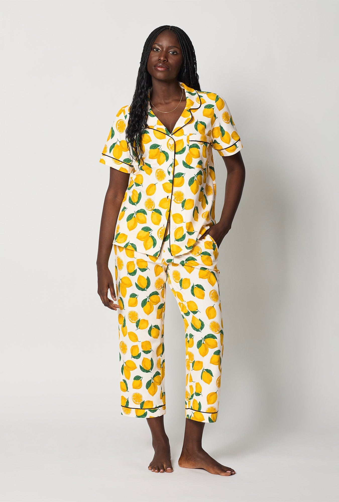 Main Squeeze Short Sleeve Classic Stretch Jersey Cropped PJ Set