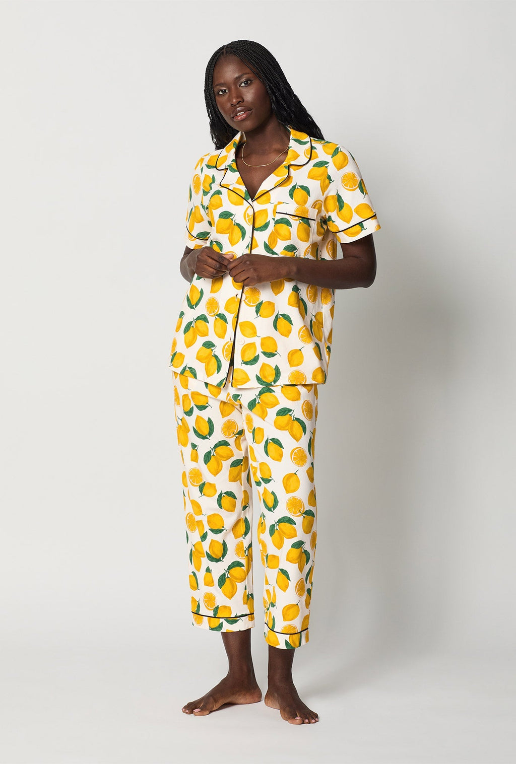 Main Squeeze Short Sleeve Classic Stretch Jersey Cropped PJ Set