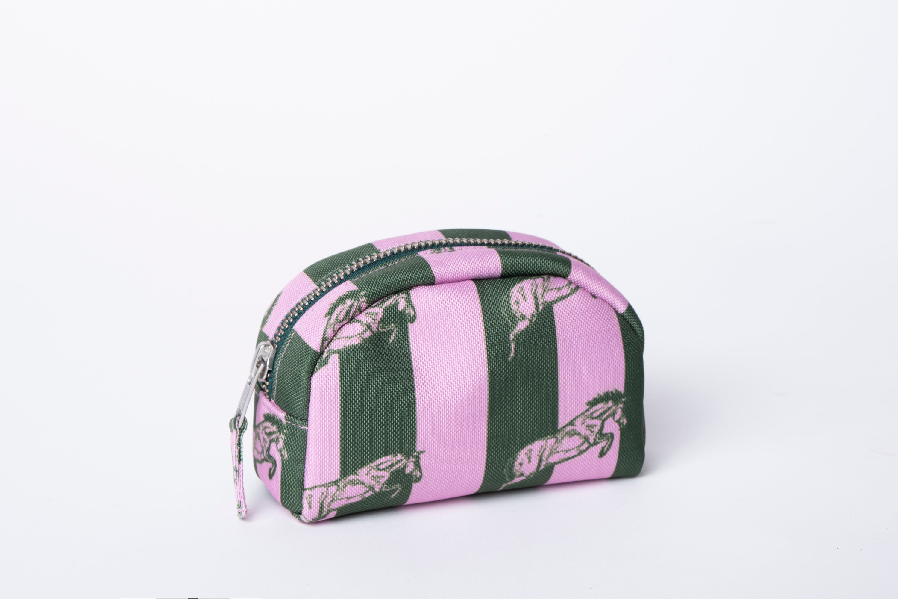 Poly Makeup Bag - Horse Pink & Green Stripe
