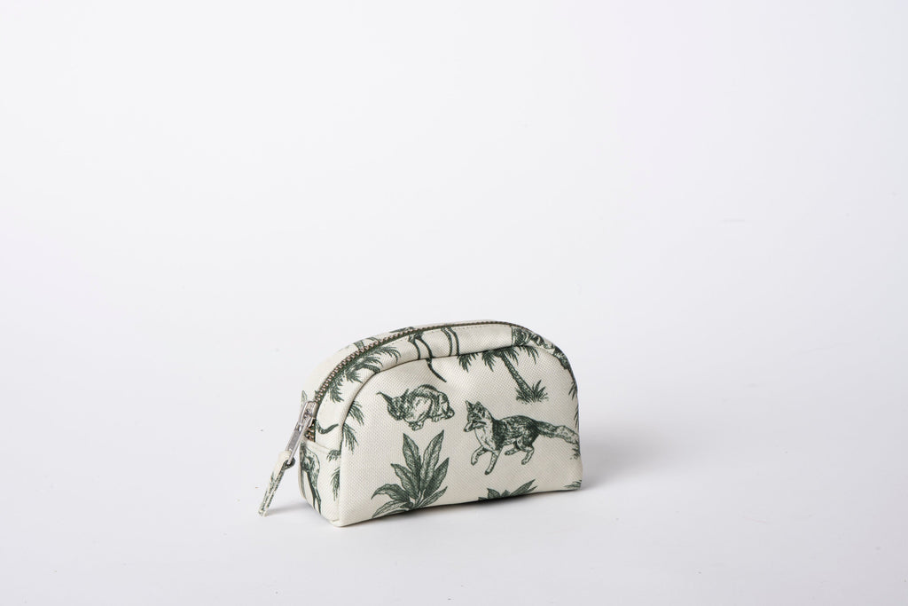 Poly Makeup Bag - Green & White Toile