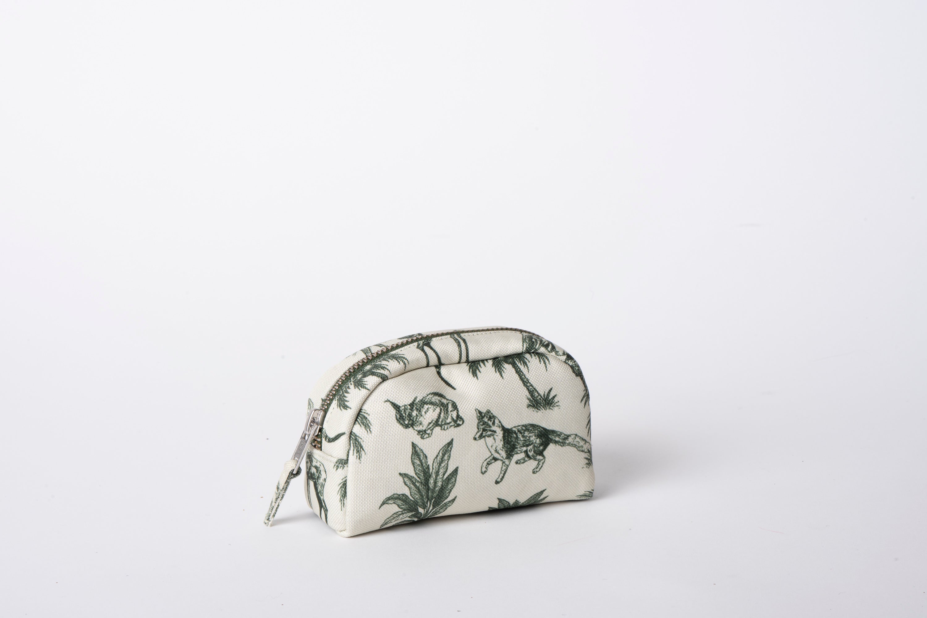 Poly Makeup Bag - Green & White Toile