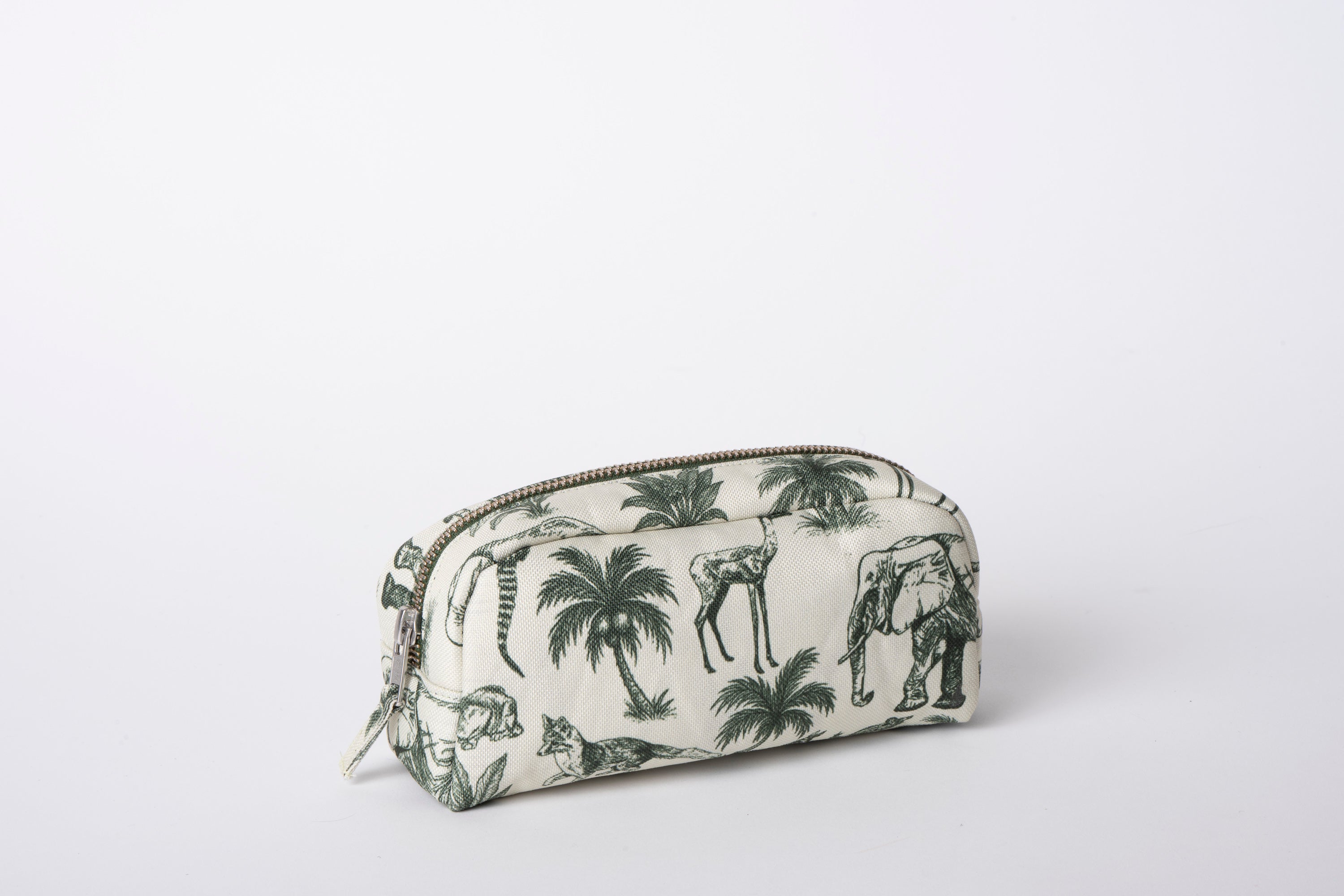 Poly Makeup Bag - Green & White Toile