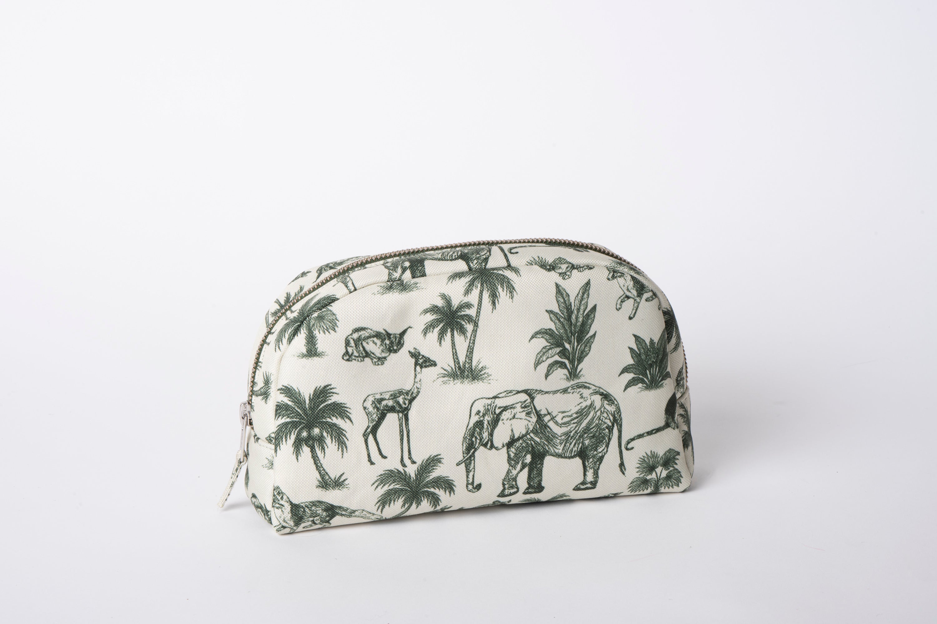 Poly Makeup Bag - Green & White Toile