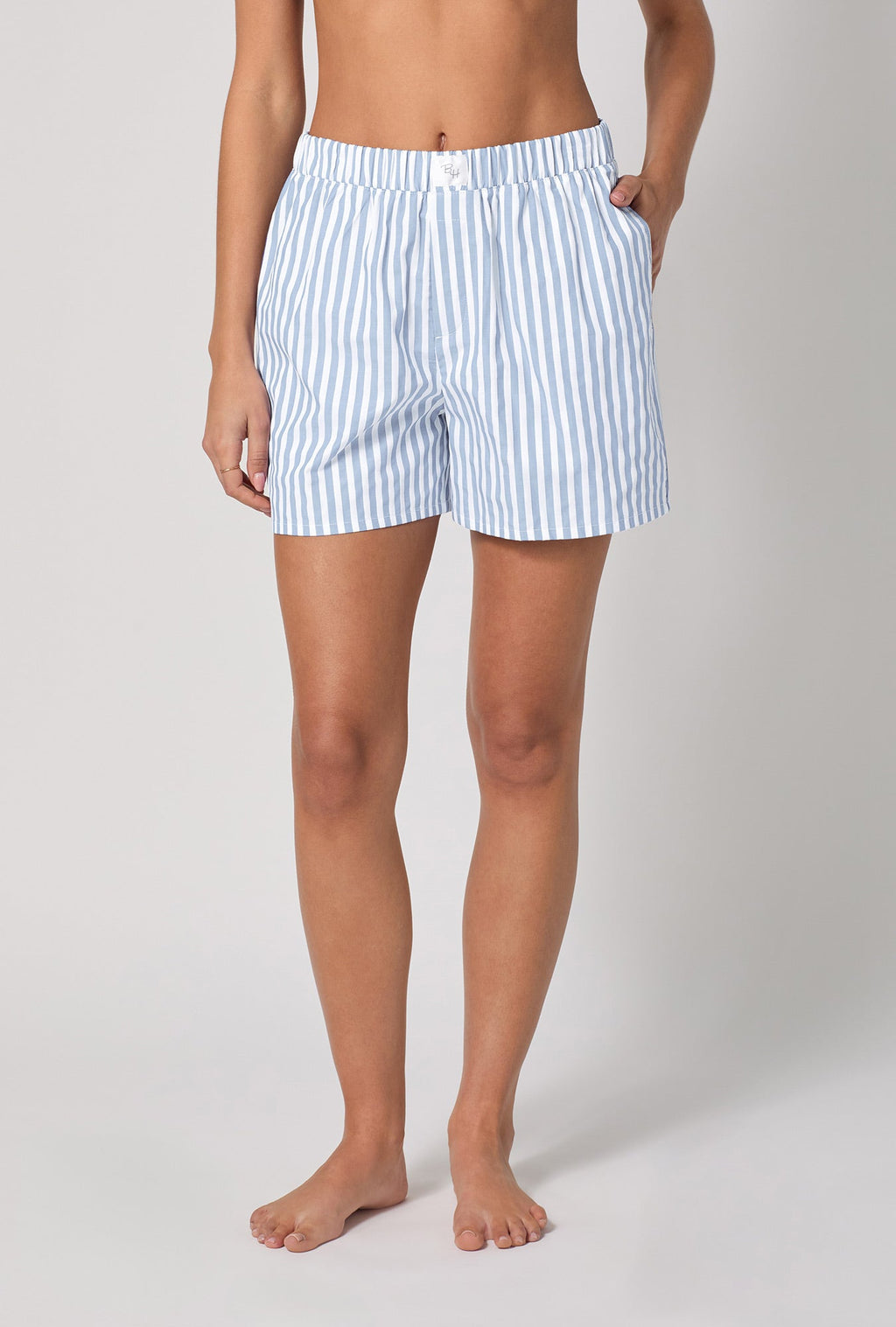 Blue 3D Stripe Cotton Sateen Boxer Short