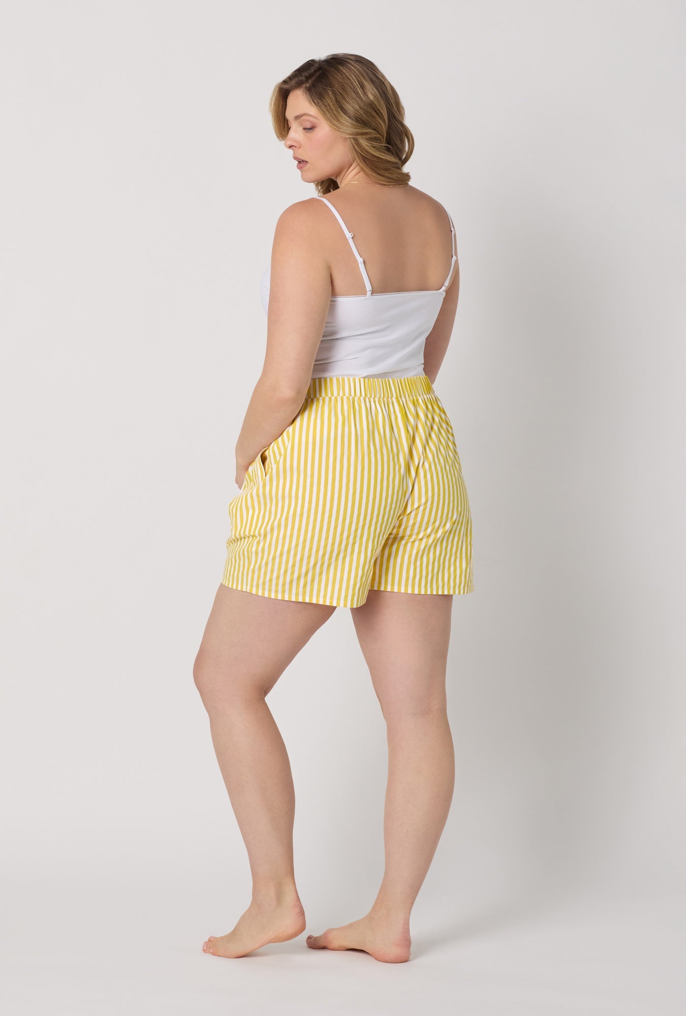 Yellow 3D Stripe Cotton Sateen Boxer Short