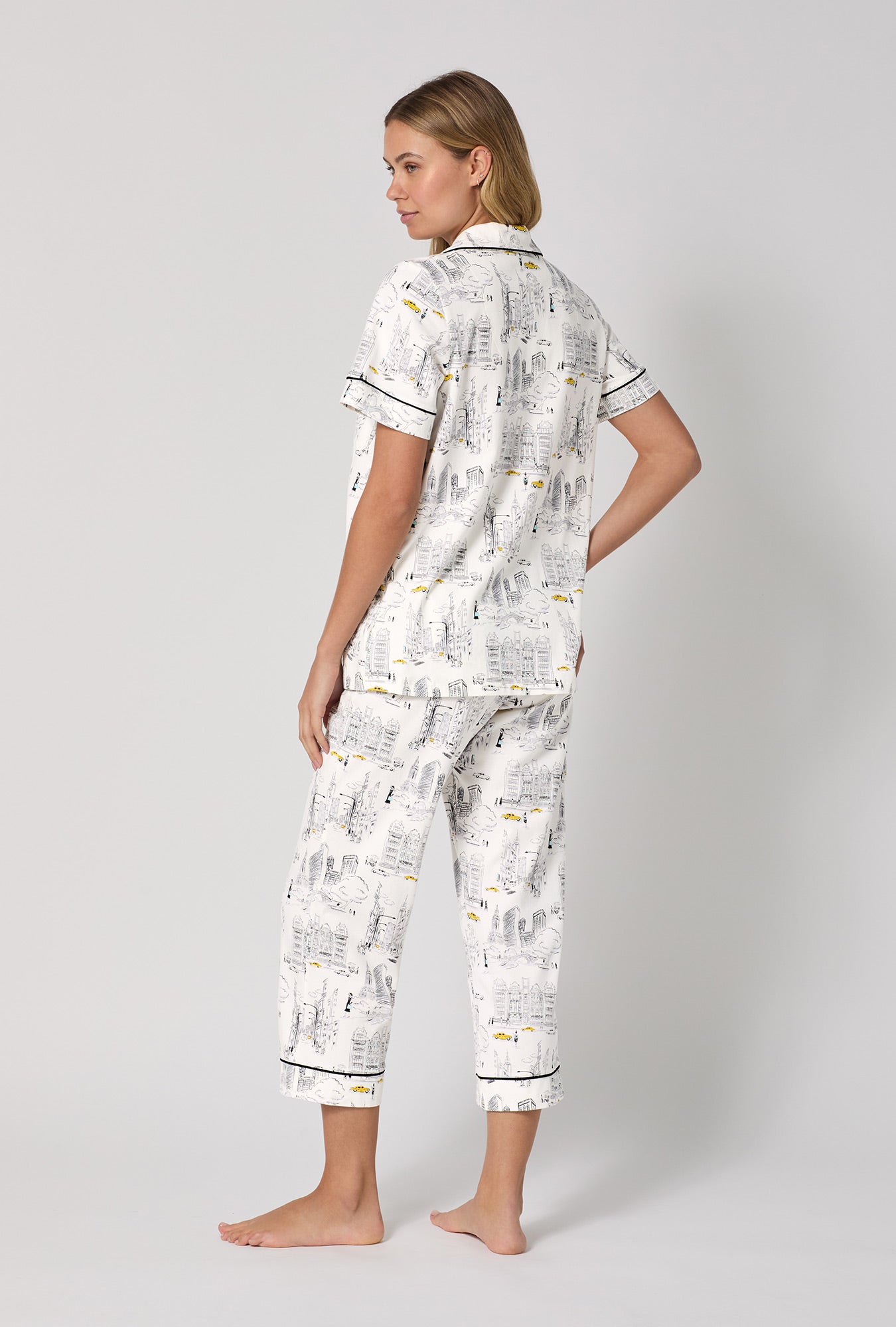 City That Never Sleeps Short Sleeve Classic Stretch Jersey Cropped PJ Set