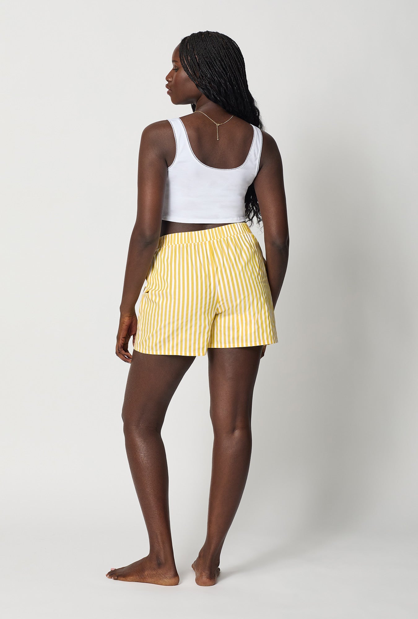 Yellow 3D Stripe Cotton Sateen Boxer Short