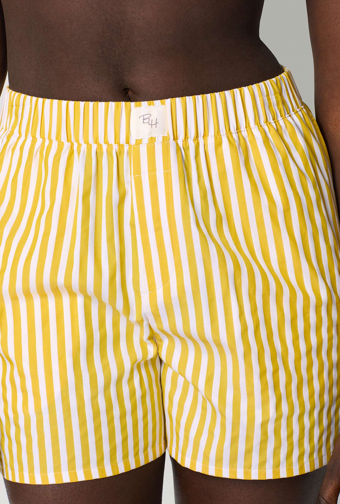 Yellow 3D Stripe Cotton Sateen Boxer Short