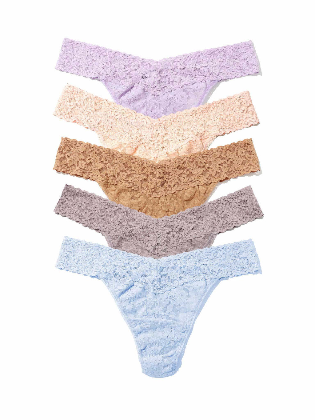 5 Pack Signature Lace® Original Rise Thongs In Printed Box Desert Haze Neutrals