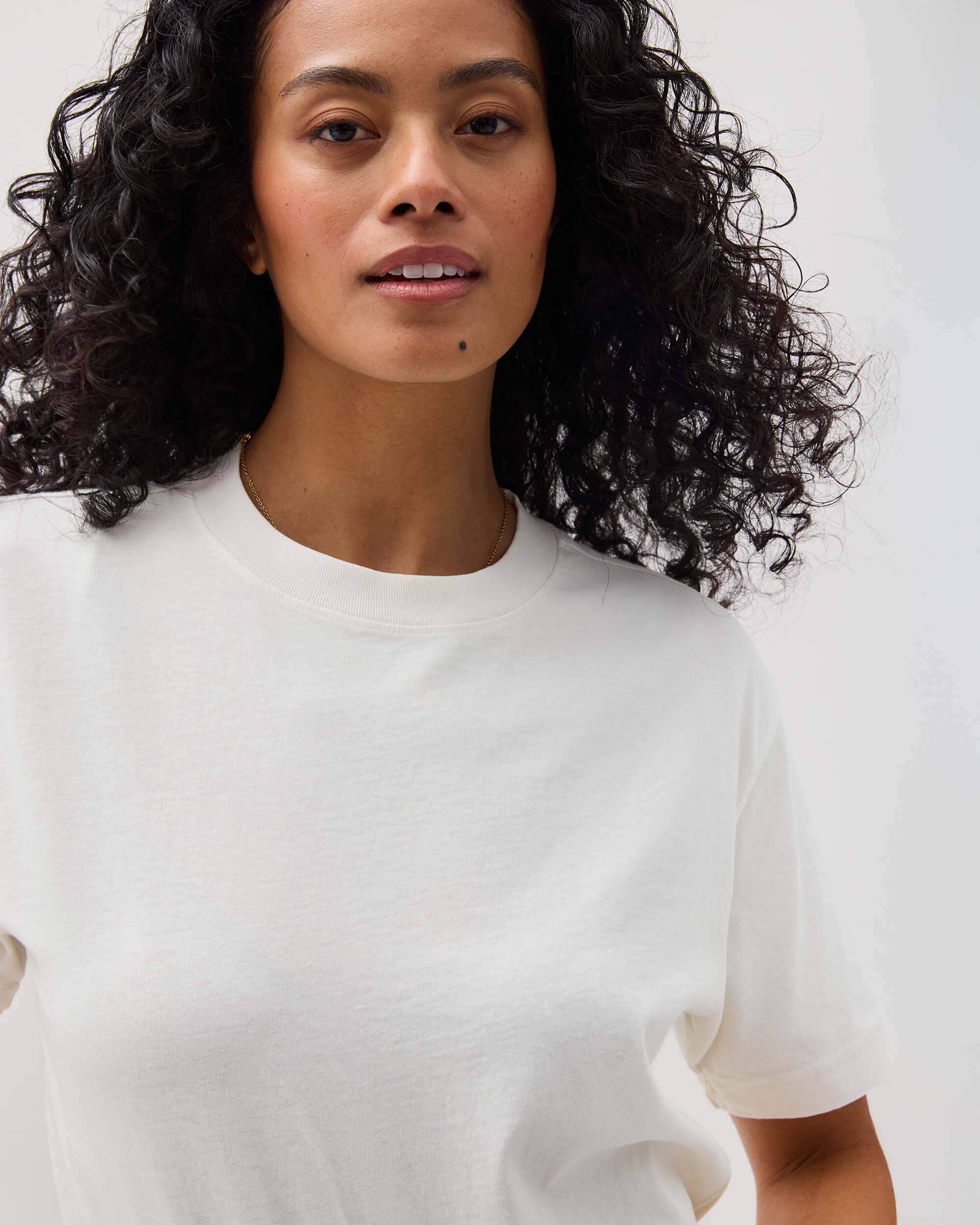 Womens Relaxed Everyday Tee - Pigment Dye Jersey - Bone