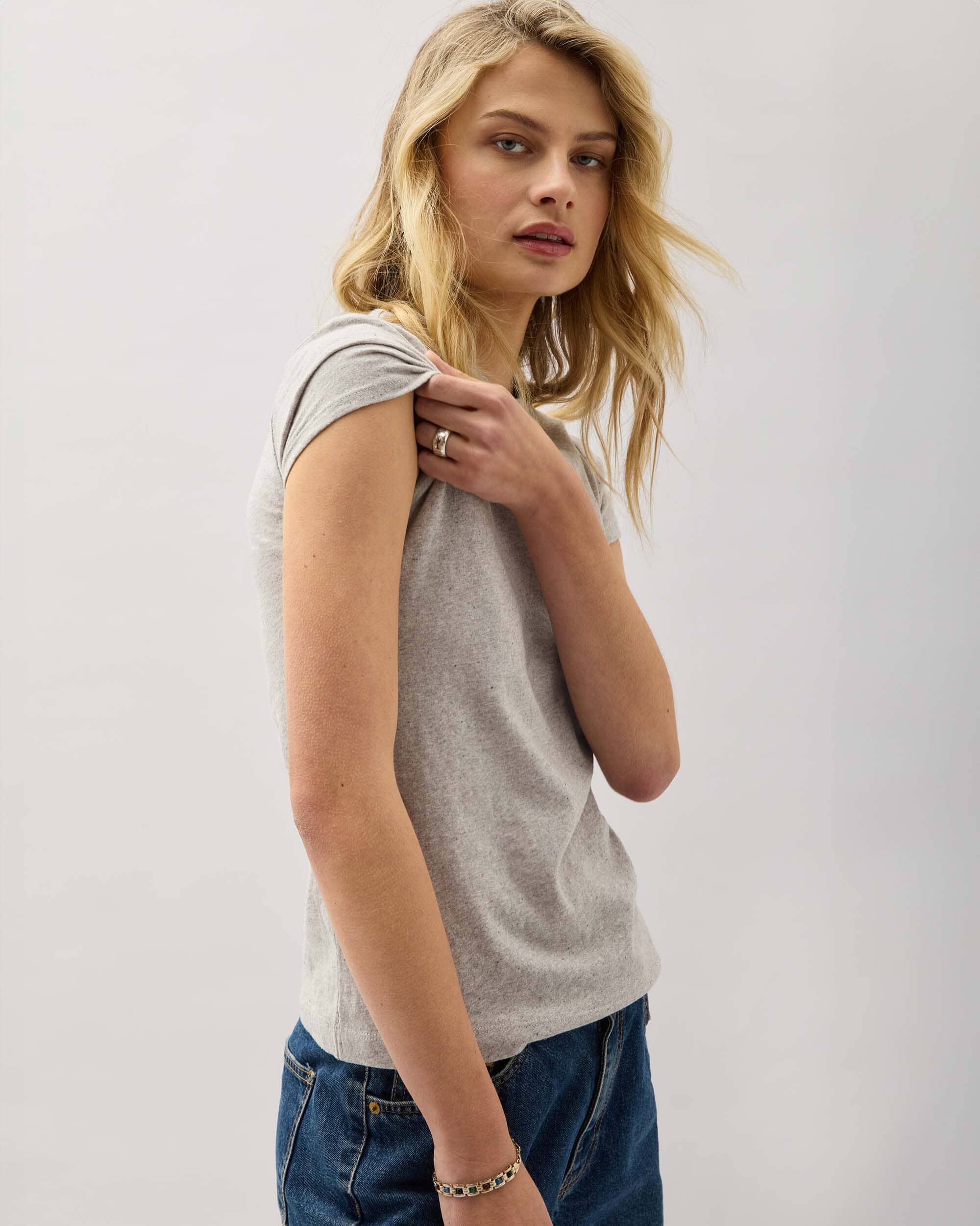 Womens Vintage Jersey Short Sleeve Tee - Recycled Cotton Jersey - Athletic Heather Grey