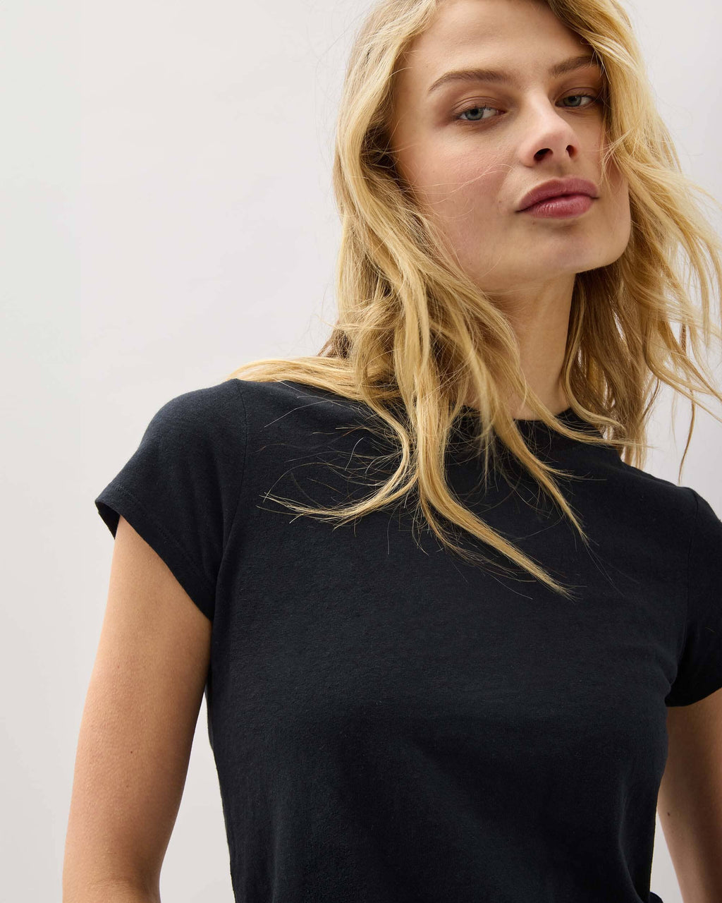Womens Vintage Jersey Short Sleeve Tee - Recycled Cotton Jersey - Black