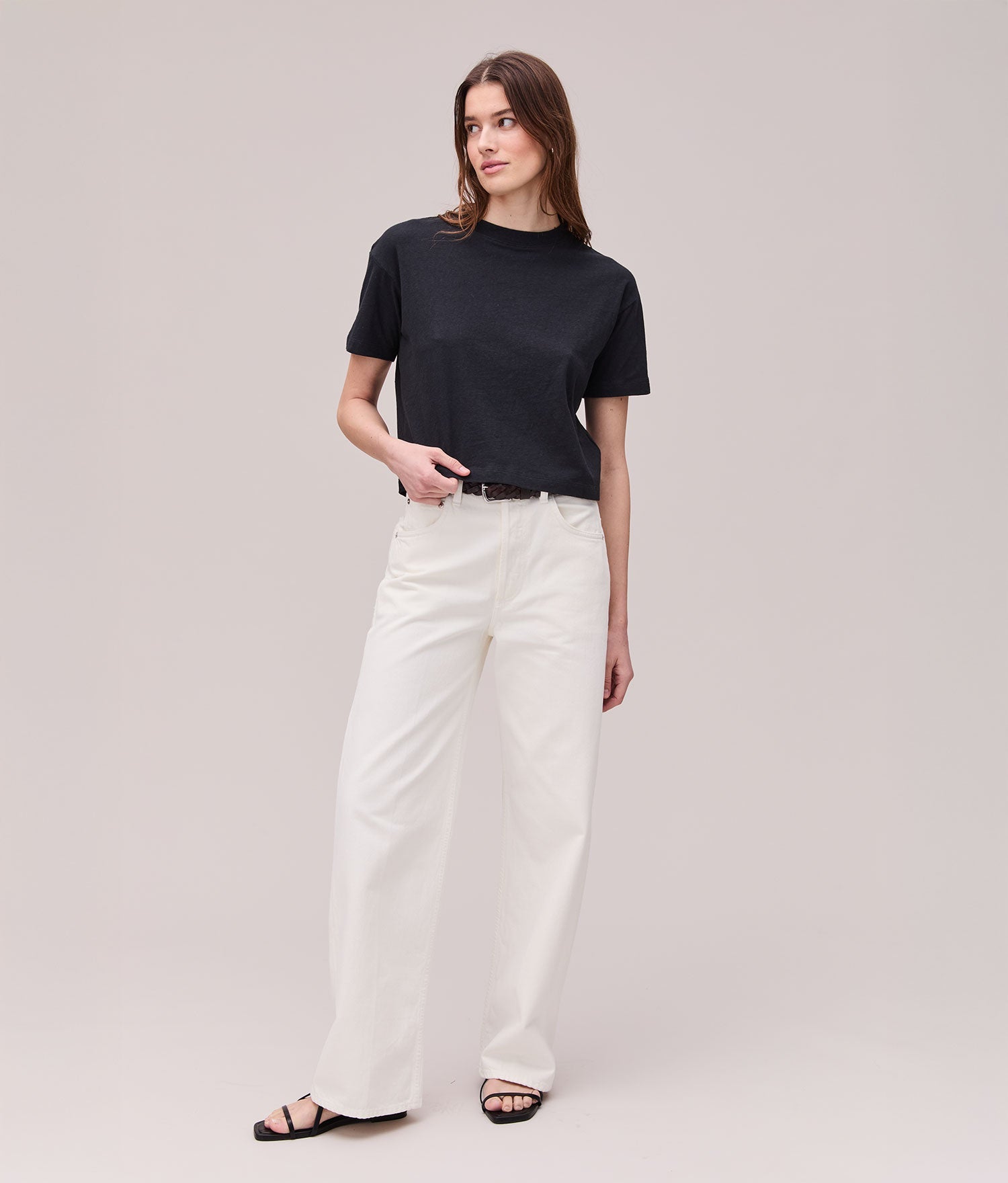 Womens Vintage Jersey Oversized Crop - Recycled Cotton Jersey - Black