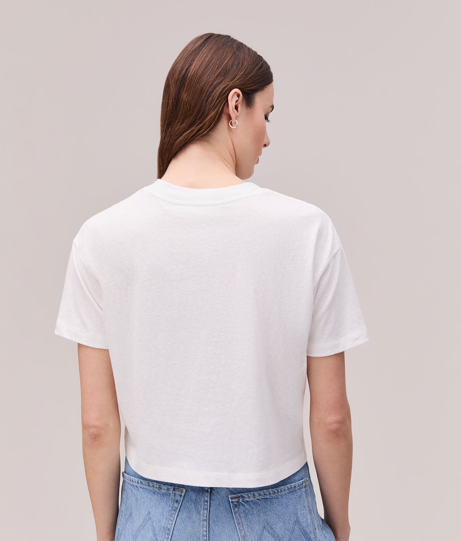Womens Vintage Jersey Oversized Crop - Recycled Cotton Jersey - White