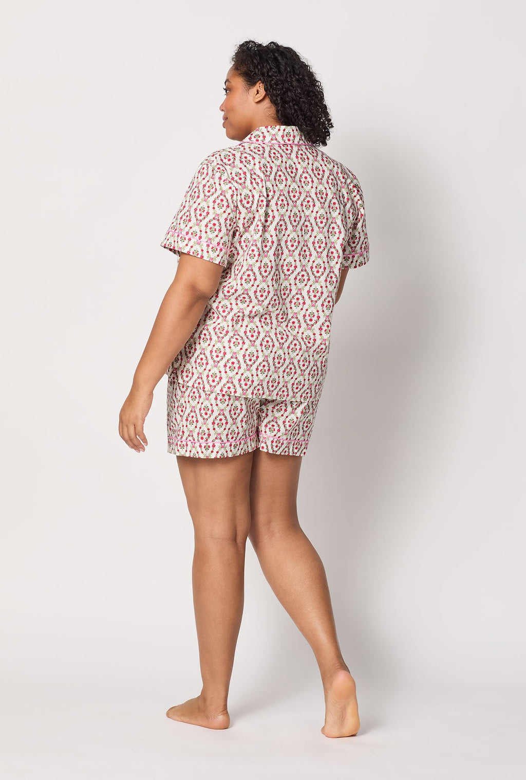 Olivia Short Sleeve Classic Woven Cotton Poplin Shorty Pj Set