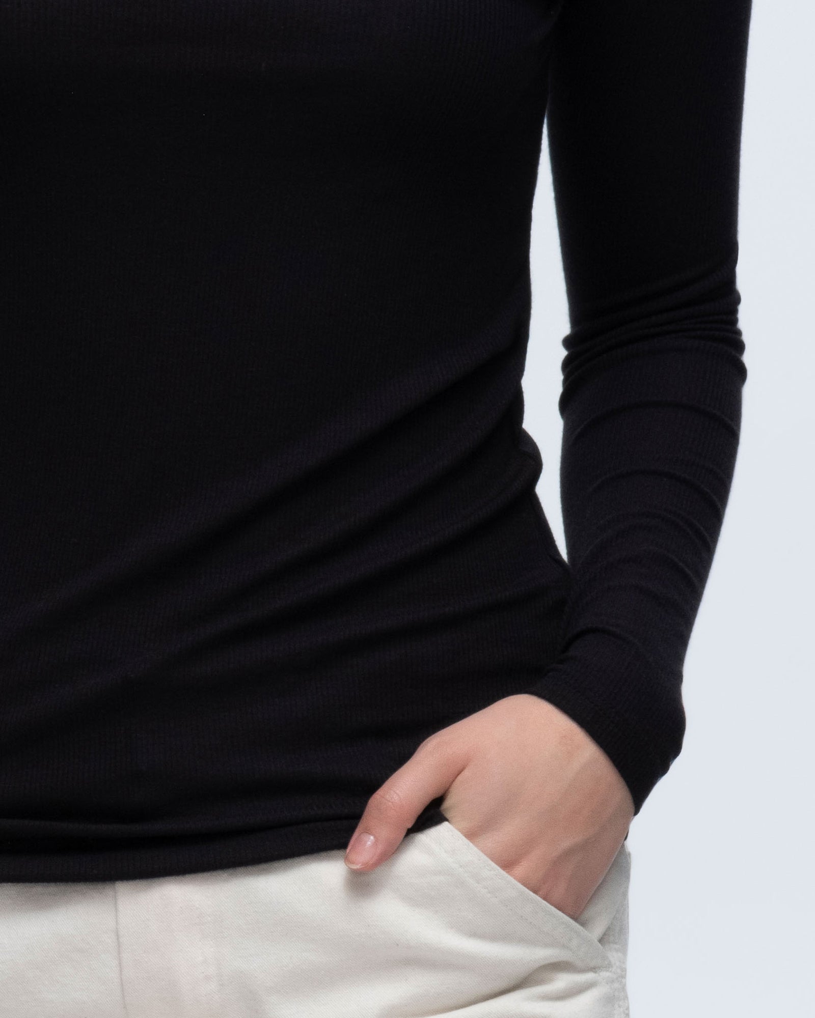 Modal Rib Long Sleeve Crew - Black