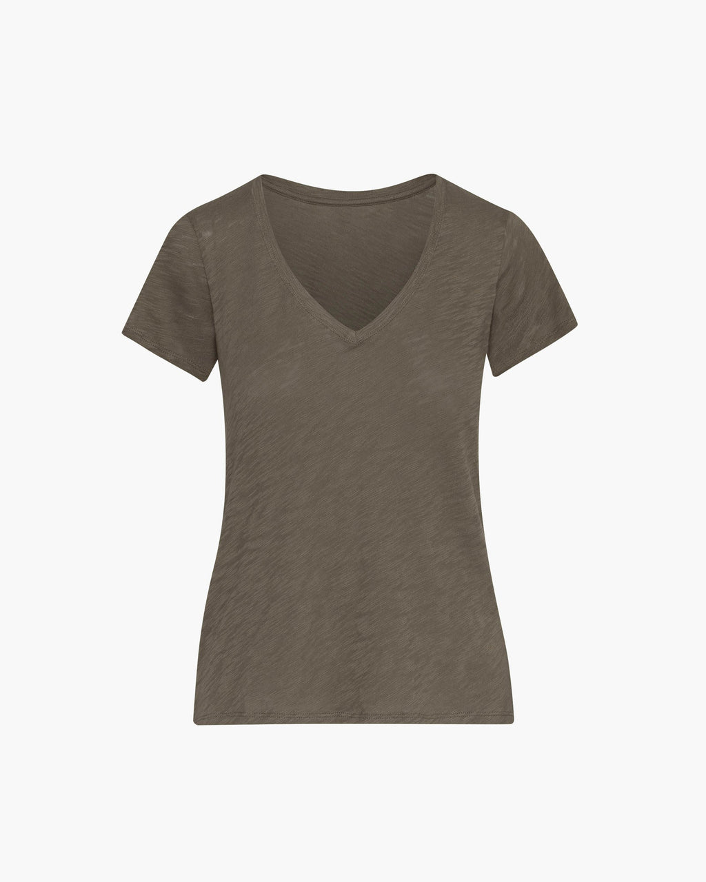 Slub Jersey Schoolboy V-Neck Tee - Army