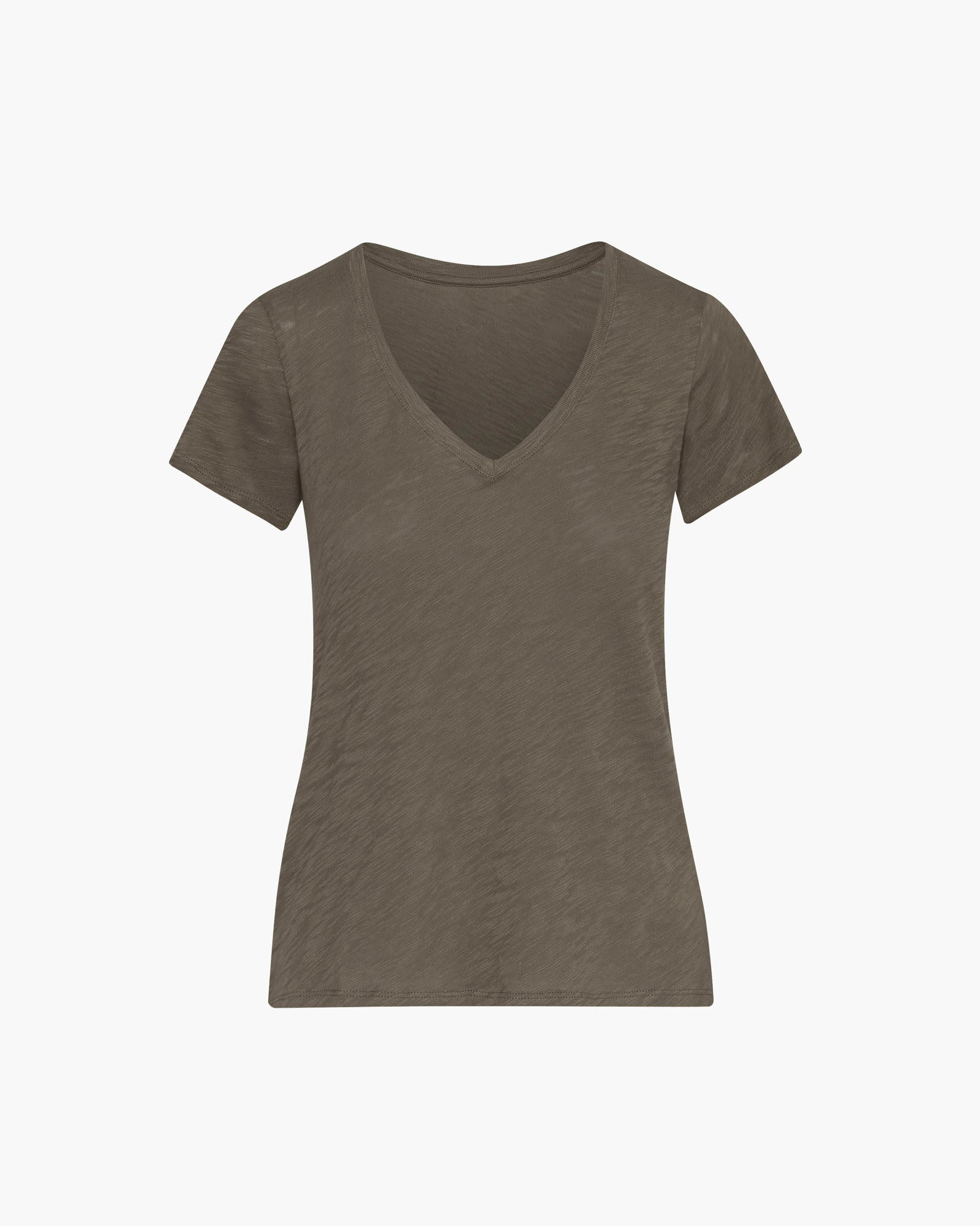 Slub Jersey Schoolboy V-Neck Tee - Army
