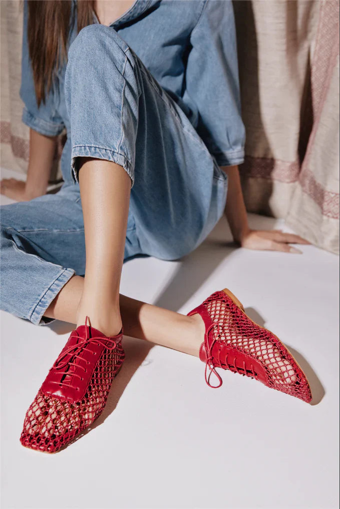 Antonia Red Mesh Oxford