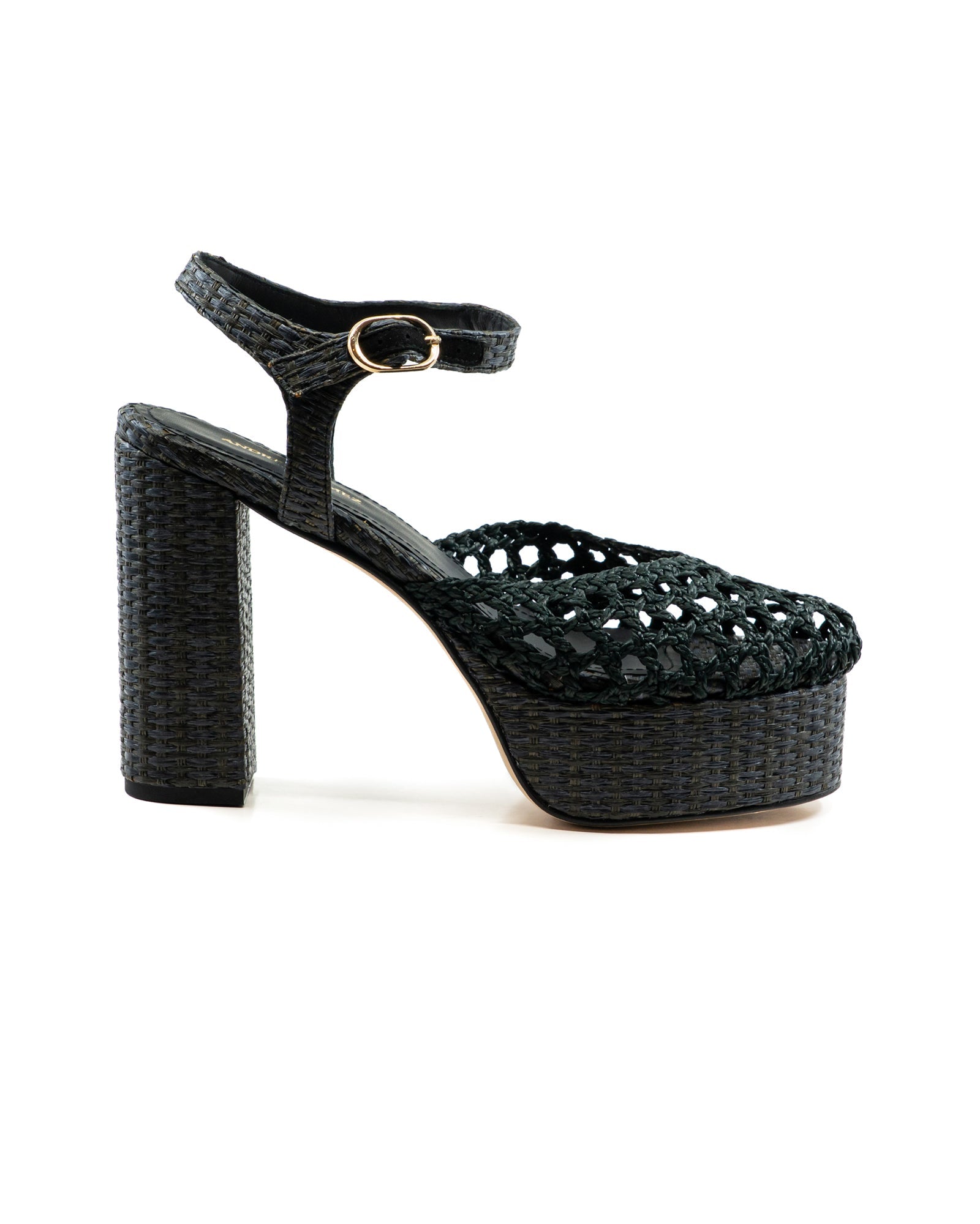 Beatriz Black Raffia Platform