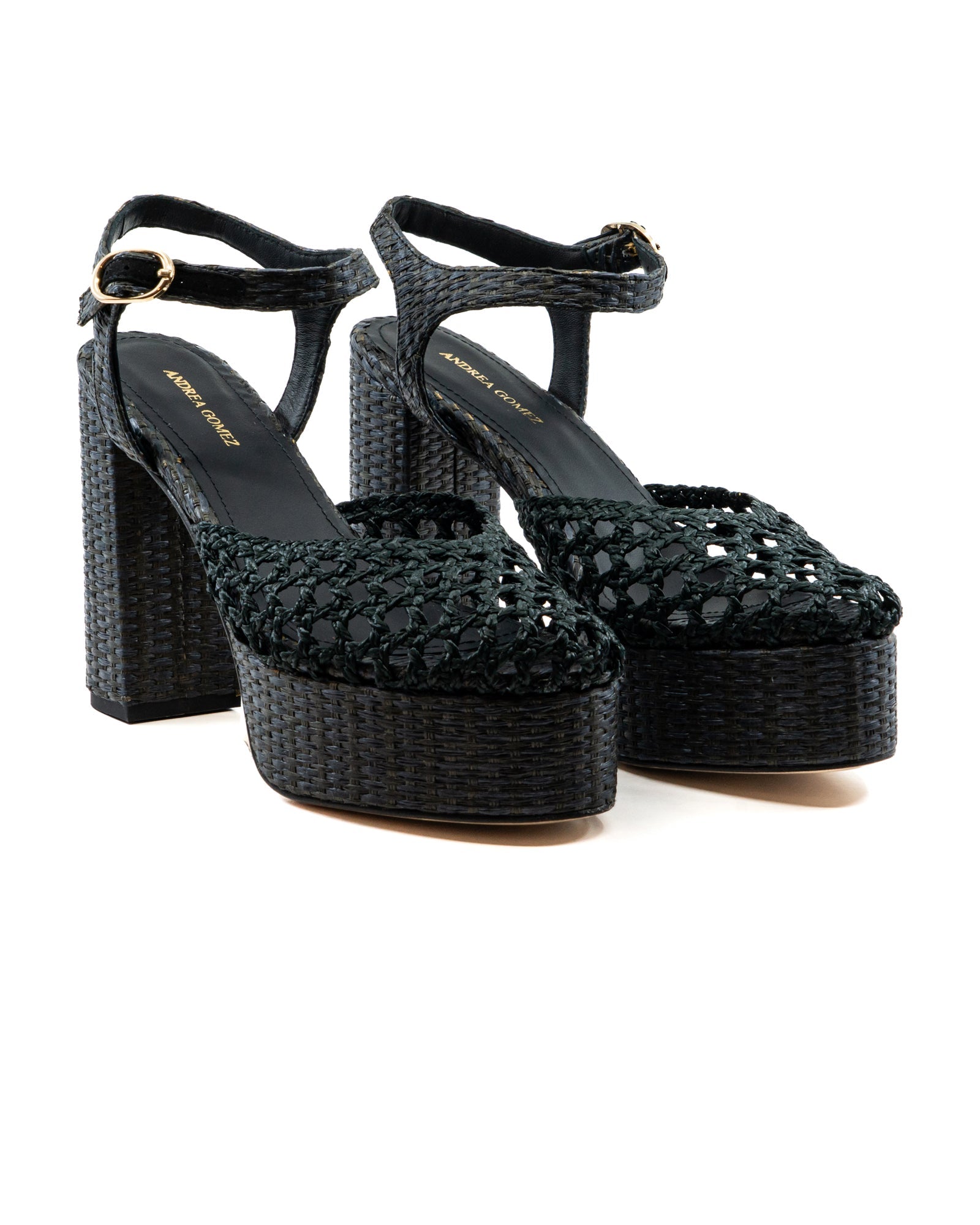Beatriz Black Raffia Platform