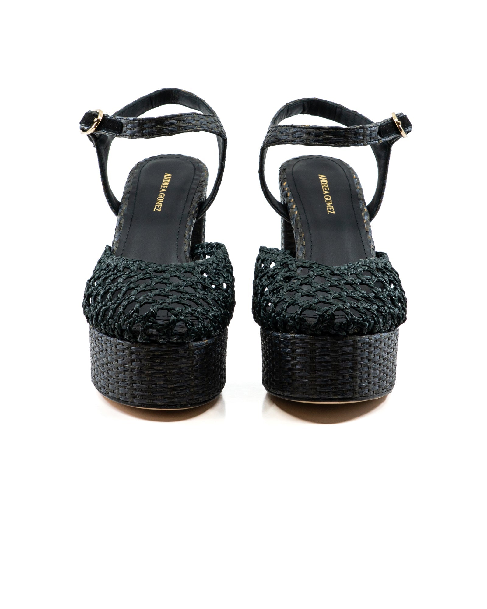 Beatriz Black Raffia Platform