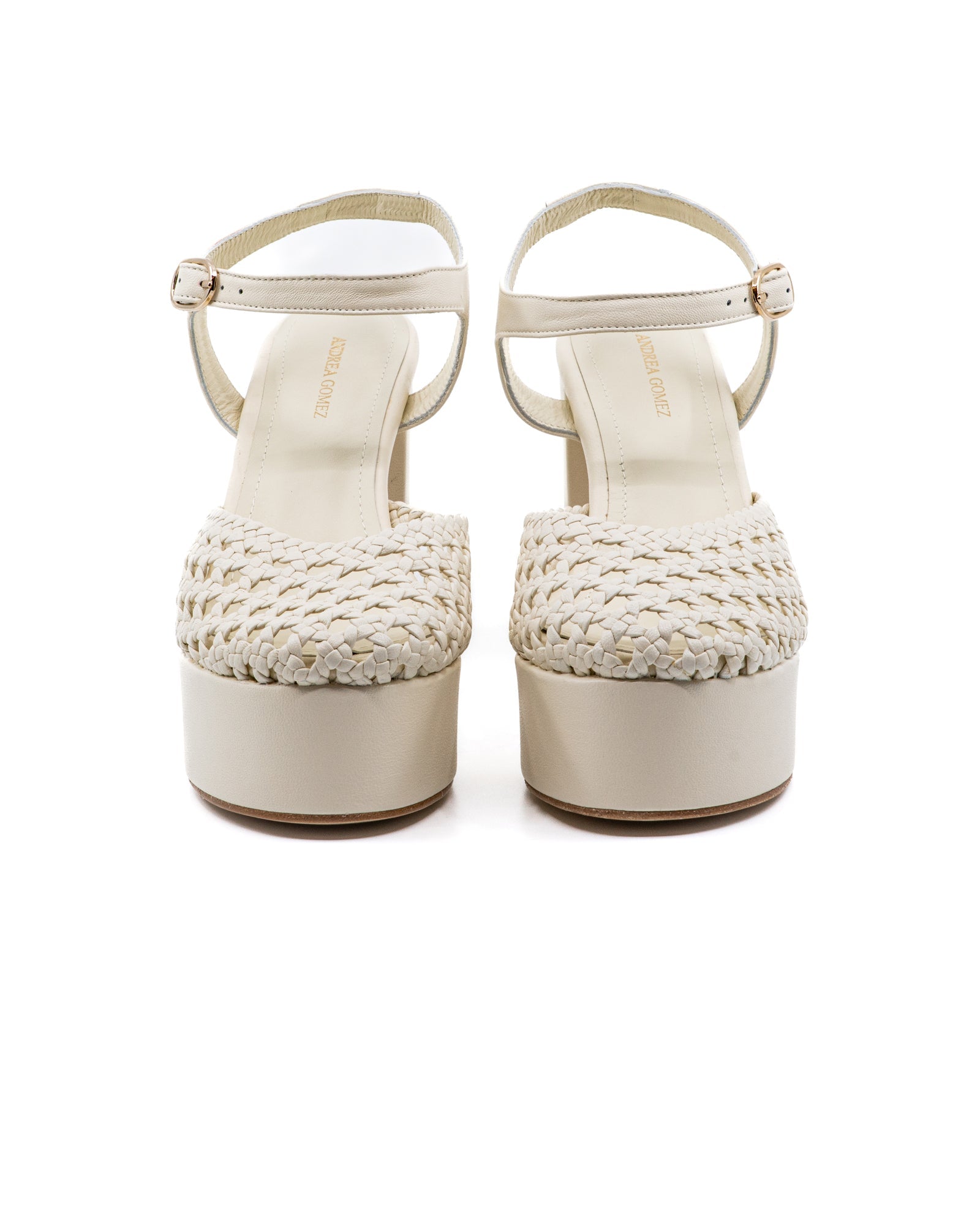 Beatriz White Woven Leather Platform