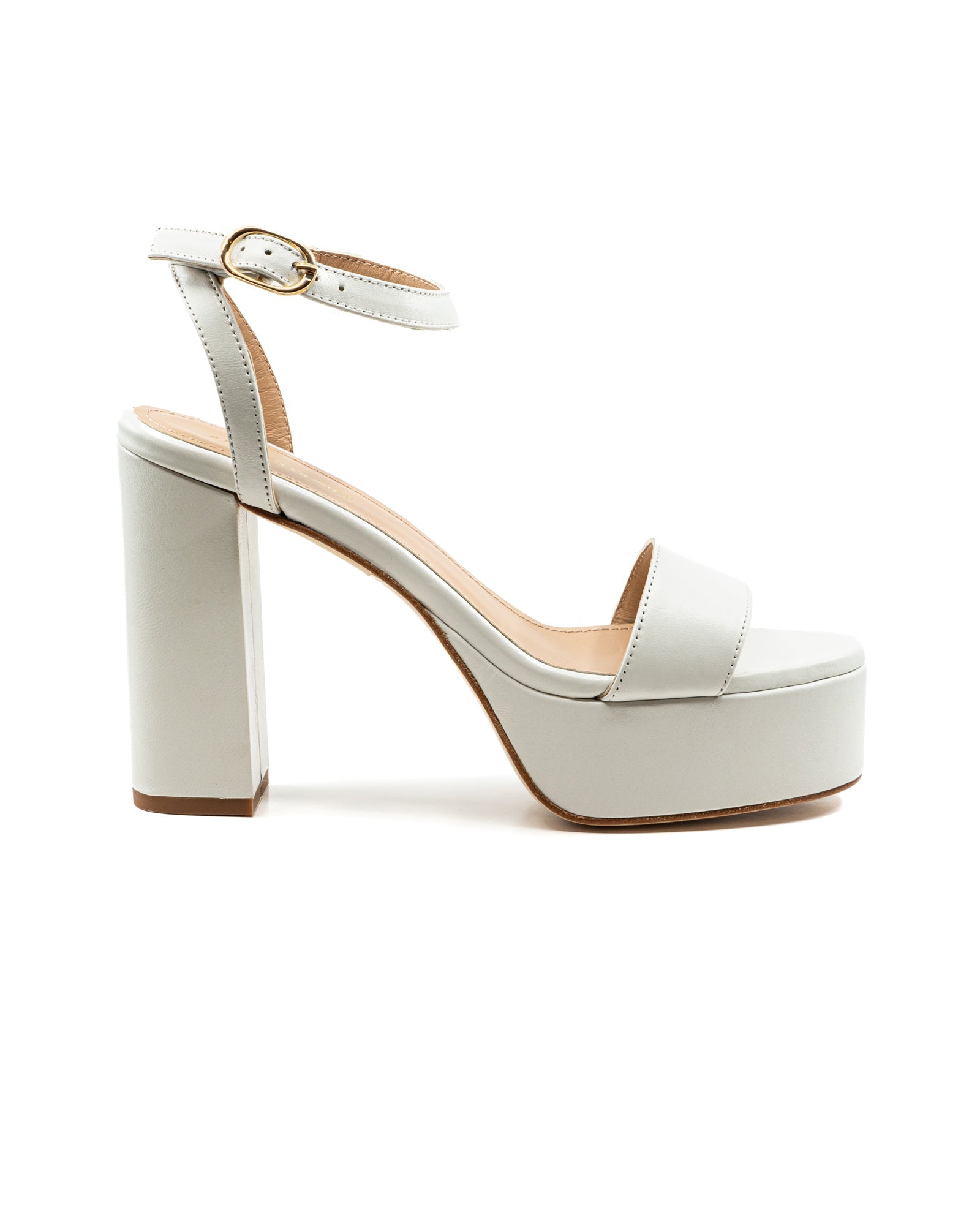 Becka White Leather Platform