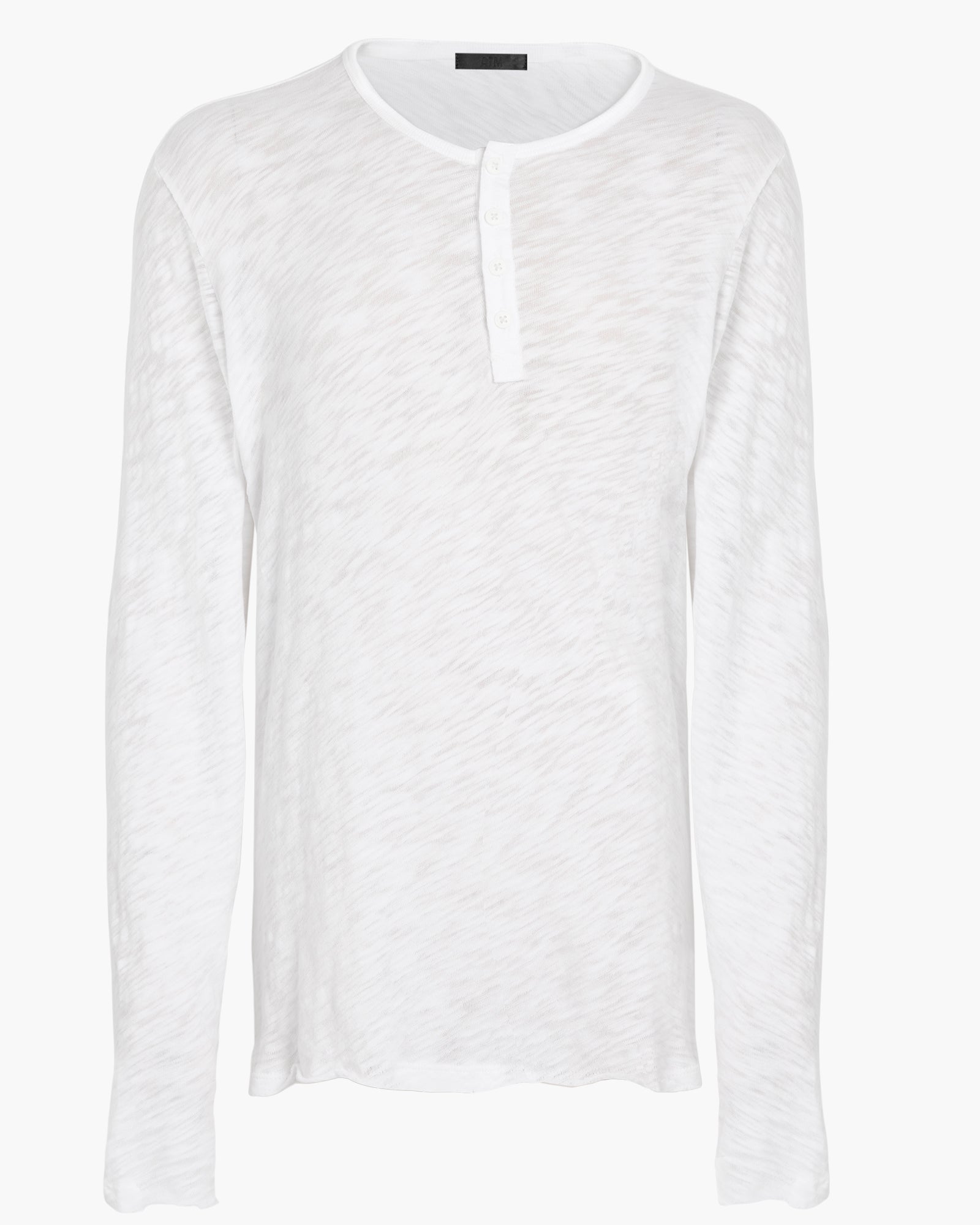 Slub Jersey Destroyed Wash Boyfriend Henley - White