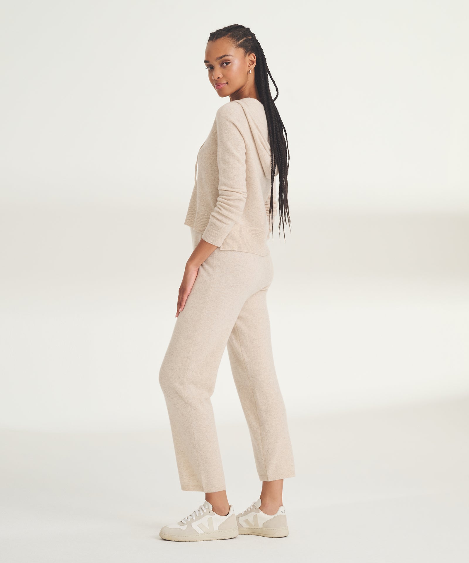Signature Cashmere Cropped Zip Up Hoodie