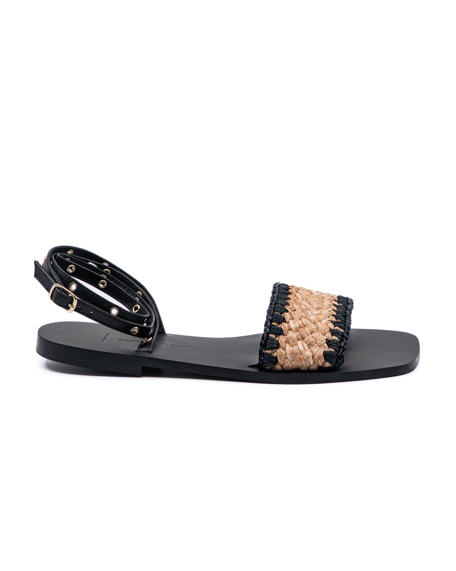 Catalina Black Raffia Sandal