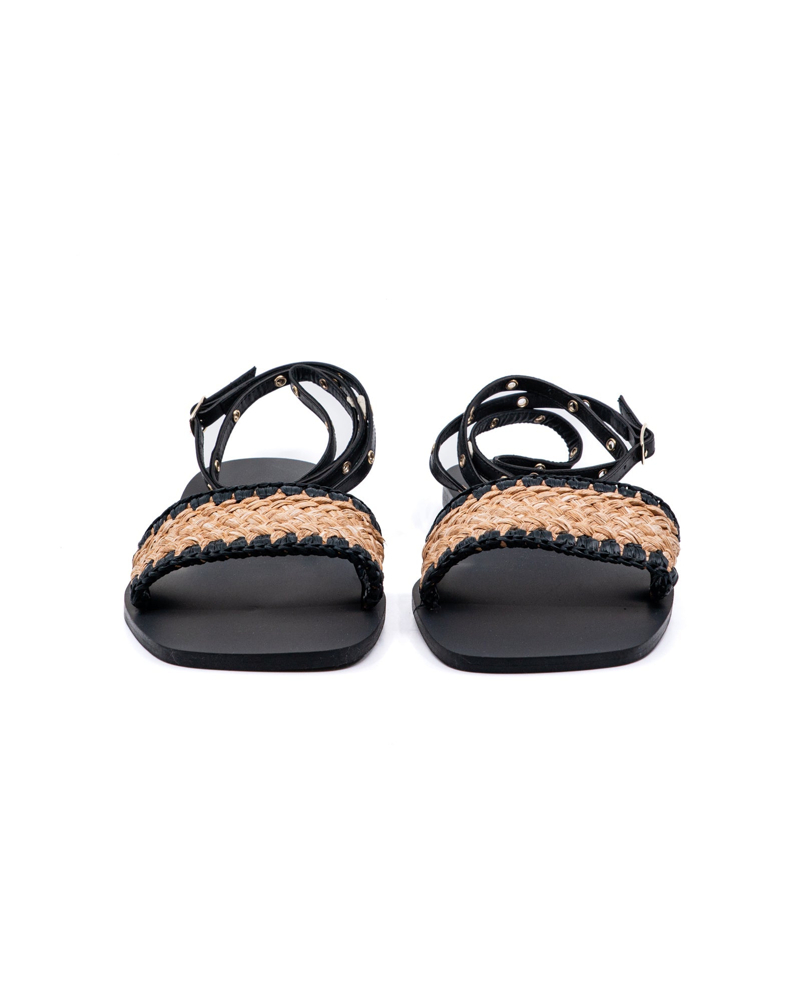 Catalina Black Raffia Sandal