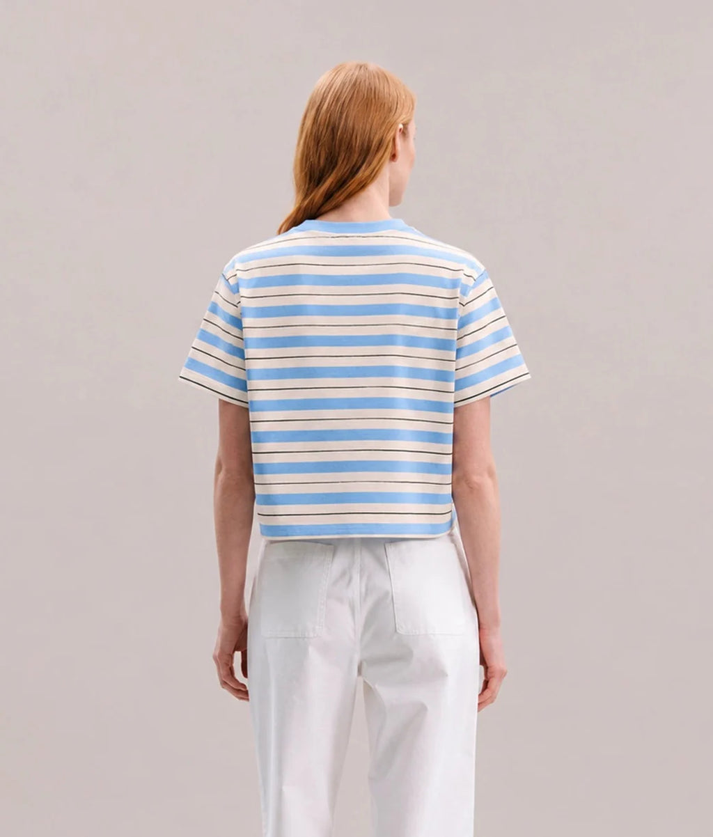 Womens Recycled Stripe Tee - Recycled Jersey - Chambray Stripe