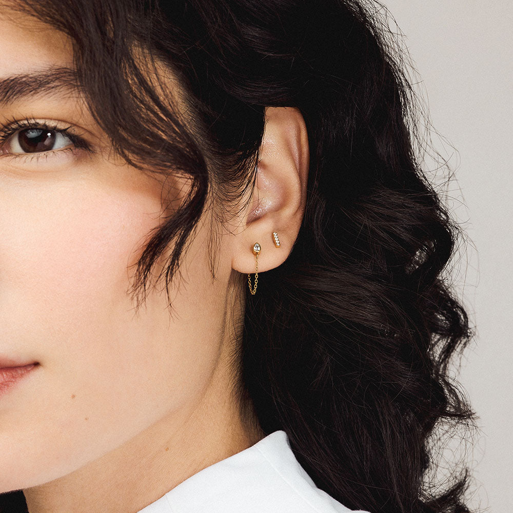Bezel Pear Chain Nap Earrings