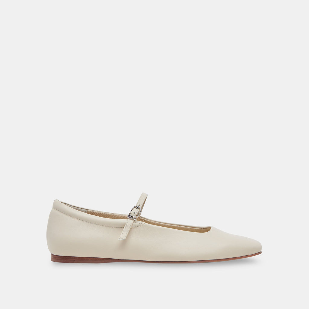 REYES WIDE BALLET FLATS IVORY LEATHER