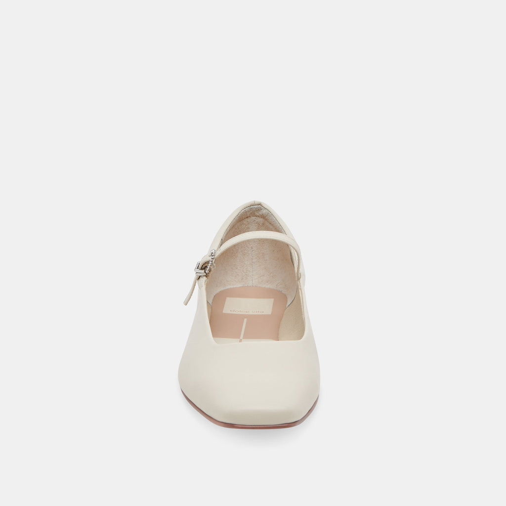 REYES WIDE BALLET FLATS IVORY LEATHER