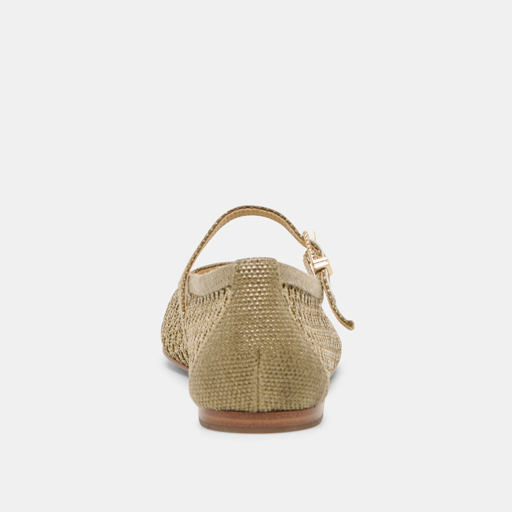 REYES BALLET FLATS OLIVE WOVEN RAFFIA